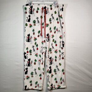Secret Treasure Woman's Pajama Pants Size XL 16/18 Cat Christmas White